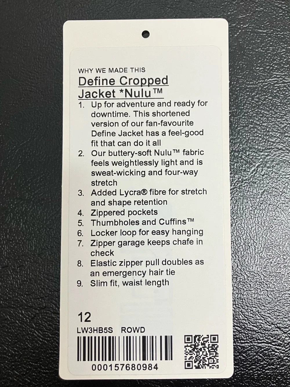 Lululemon Define Cropped Jacket Nulu color ROCKWOOD size 12